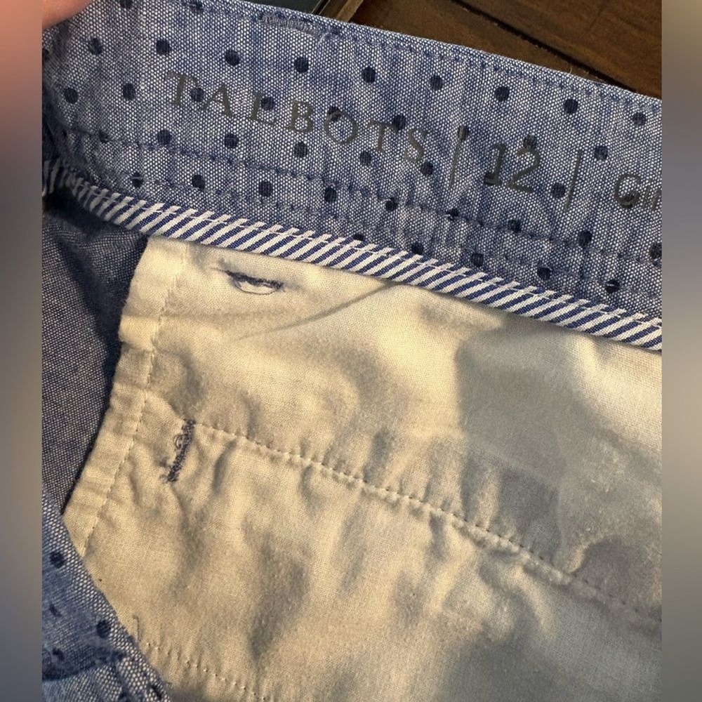 Talbots Shorts Womens Size 12 Blue Polka Dot Girlfriend Chino Bermuda - Picture 6 of 6
